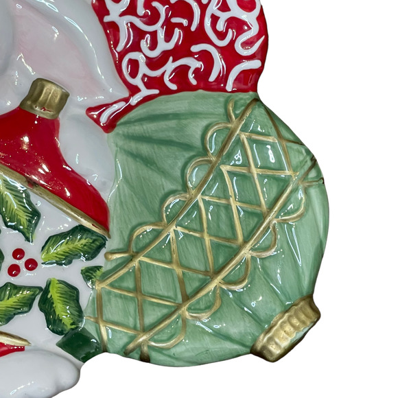 Fitz and Floyd Essentials Canapé Plate Christmas Bunny Blooms Holiday 9X8 - Picture 5 of 7